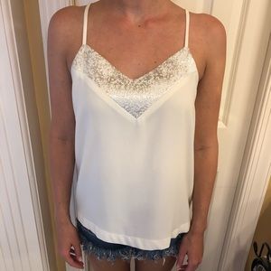 White with metallic detail tank